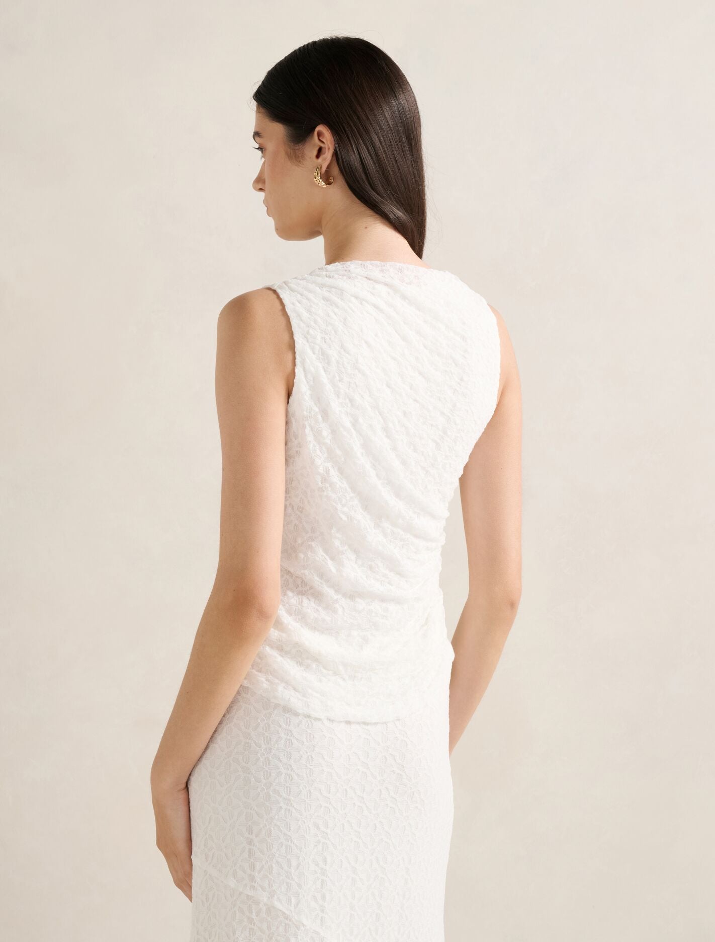 Tahlia Textured Lace Tank Porcelain Co-Ord