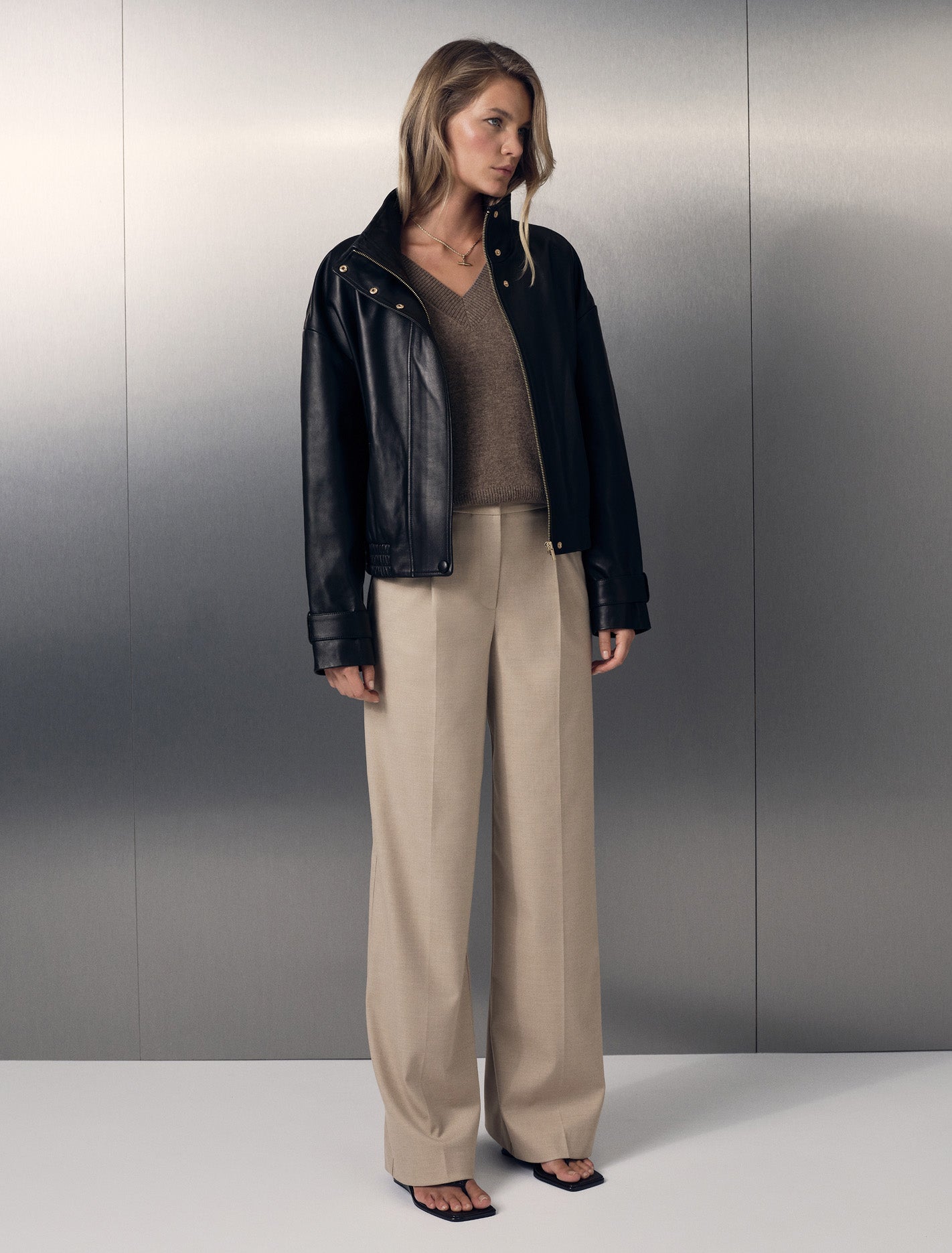 Rachel Relaxed Wide Leg Pants Neutral Suit