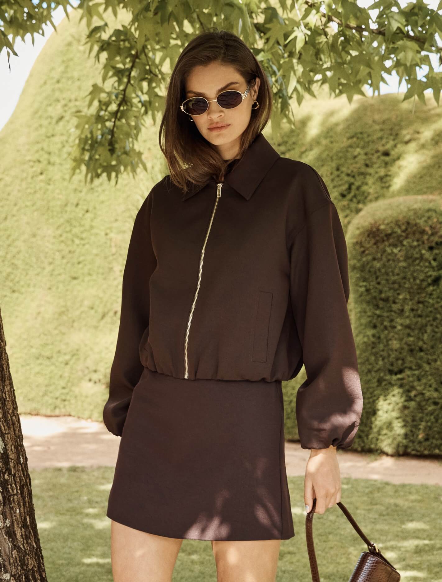 Charlie Long Sleeve Mini Dress Dark Chocolate