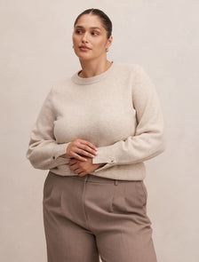 Ellie Curve Cuff Detail Sweater Soft Oatmeal