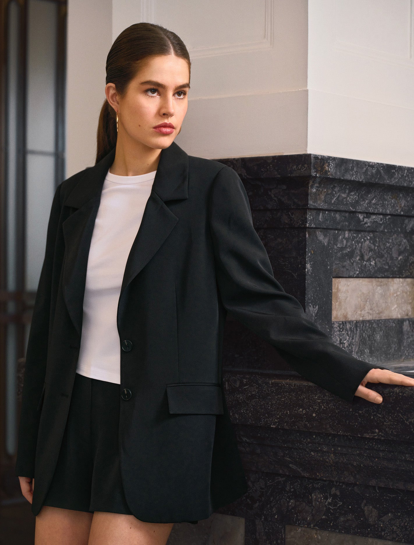 Rita Pleated Shorts Black Suit