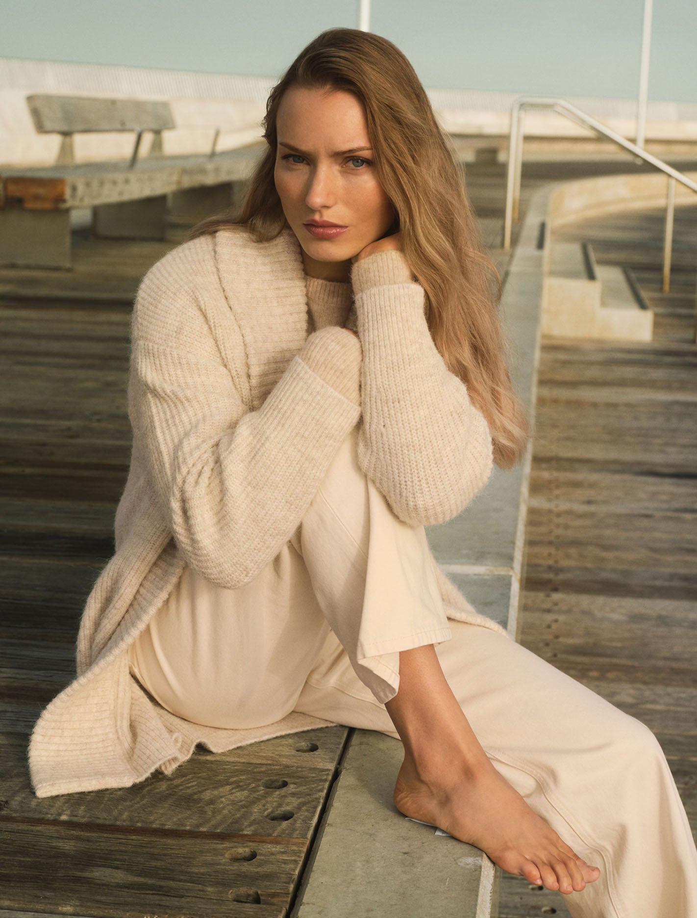 Rosie Rib Knit Cardigan Neutral Oatmeal