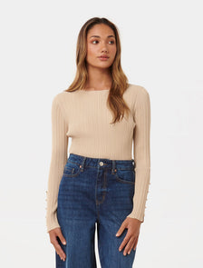 Elle Petite Button Detail Jumper Warm Stone